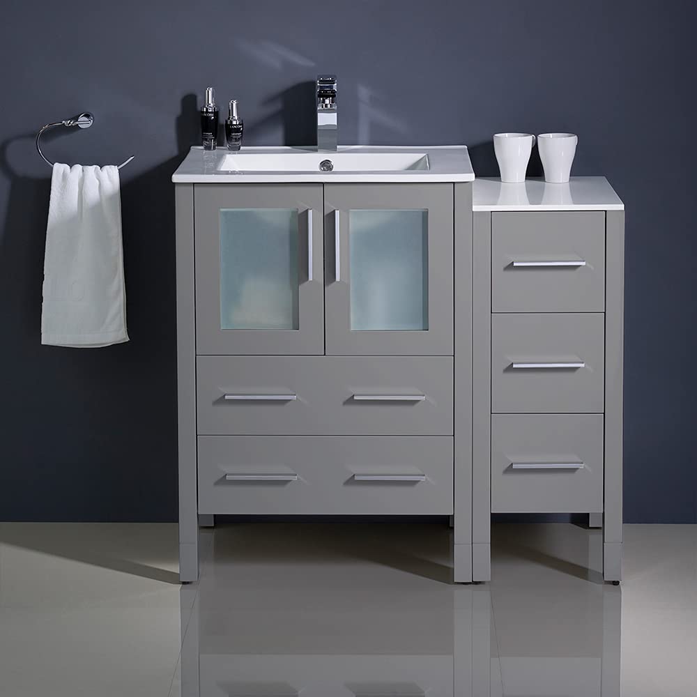 Fresca FCB62-2412WH-I Fresca Torino 36" White Modern Bathroom Cabinets w/ Integrated Sink