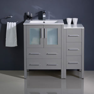 Fresca FCB62-2412WH-I Fresca Torino 36" White Modern Bathroom Cabinets w/ Integrated Sink