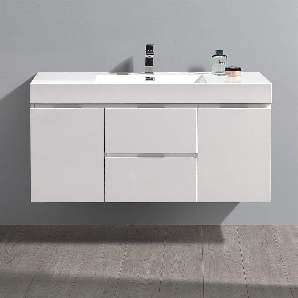 Fresca FCB8348WH-I Fresca Valencia 48" Glossy White Wall Hung Modern Bathroom Vanity