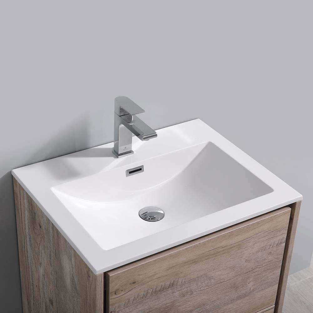 Fresca FVN9224RNW Fresca Catania 24" Rustic Natural Wood Wall Hung Modern Bathroom Vanity w/ Medicine Cabinet