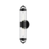 Alora EW461102BKCB LANCASTER 2 HEAD 5" EXTERIOR WALL TEXTURED BLACK CLEAR BUBBLE GLASS E26 60WX2