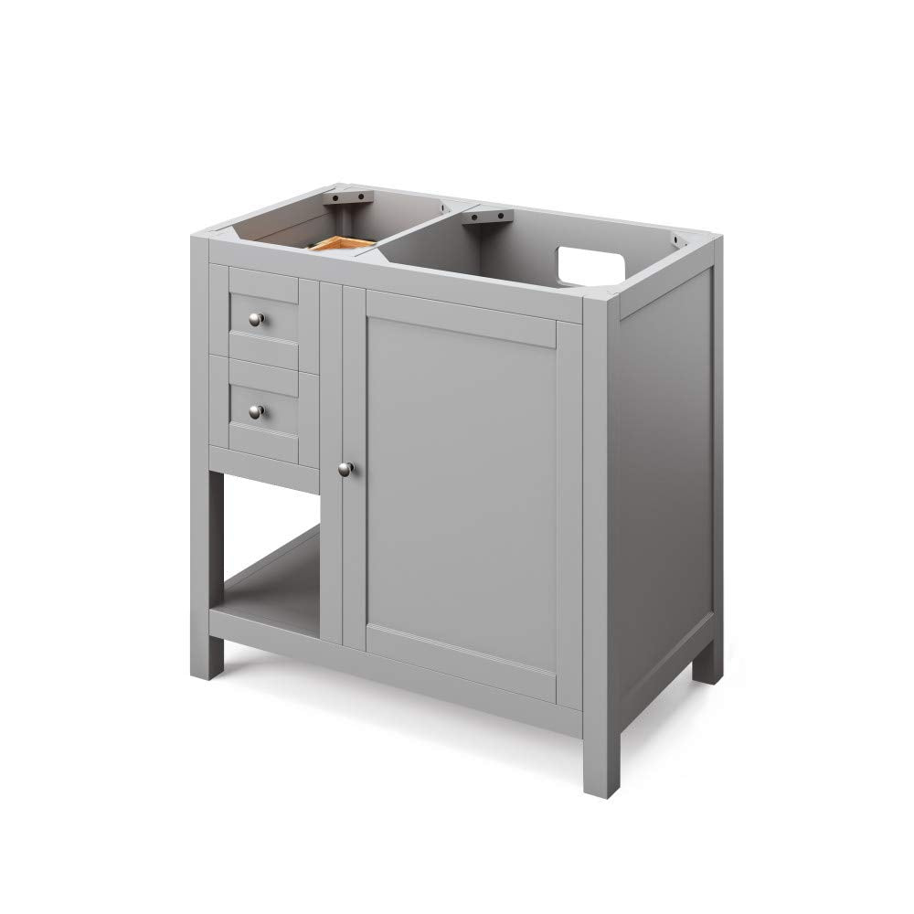 Jeffrey Alexander VKITAST36GRBGR 36" Grey Astoria Vanity, right offset, Black Granite Vanity Top, undermount rectangle bowl