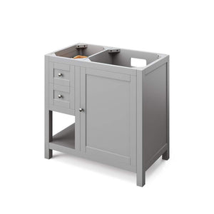 Jeffrey Alexander VKITAST36GRBOR 36" Grey Astoria Vanity, right offset, Boulder Cultured Marble Vanity Top, undermount rectangle bowl