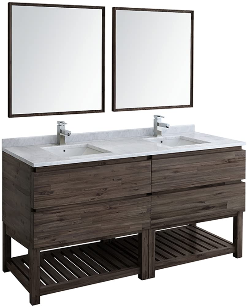 Fresca FVN31-3636ACA-FS Fresca Formosa 72" Floor Standing Double Sink Modern Bathroom Vanity w/ Open Bottom & Mirrors