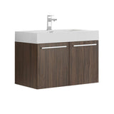 Fresca FCB8089GW-I Fresca Vista 30" Walnut Wall Hung Modern Bathroom Cabinet w/ Integrated Sink