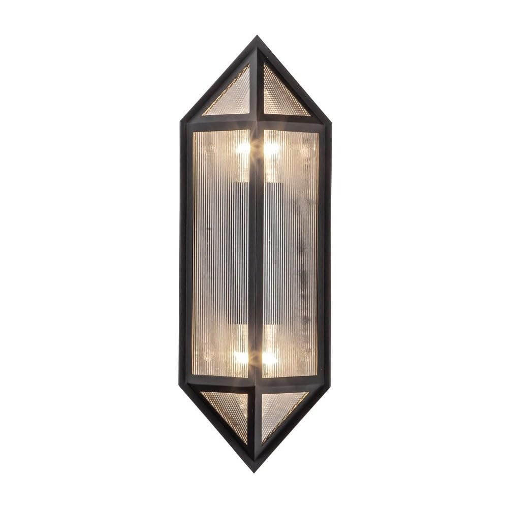 Alora EW332705BKCR CAIRO 5" EW TEXTURED BLACK CLEAR RIBBED GLASS 2 x 60W E12