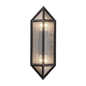 Alora EW332705BKCR CAIRO 5" EW TEXTURED BLACK CLEAR RIBBED GLASS 2 x 60W E12