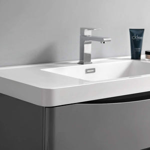 Fresca FCB9036GRG-I Fresca Tuscany 36" Glossy Gray Wall Hung Modern Bathroom Cabinet w/ Integrated Sink