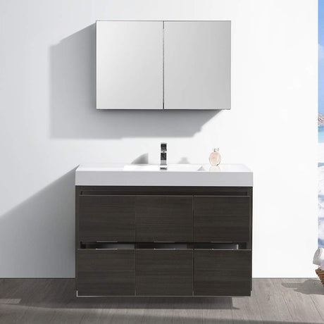 Fresca FVN8448GG Fresca Valencia 48" Dark Slate Gray Free Standing Modern Bathroom Vanity w/ Medicine Cabinet