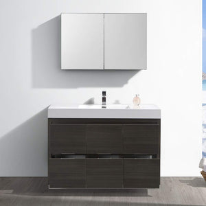 Fresca FVN8448WH Fresca Valencia 48" Glossy White Free Standing Modern Bathroom Vanity w/ Medicine Cabinet