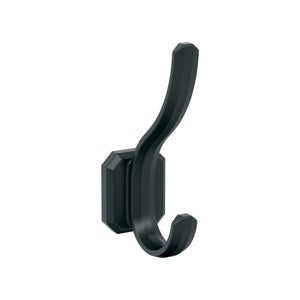 Amerock HBX36693MB Granlyn Double Prong Decorative Wall Hook Matte Black Hook for Coats, Hats, Backpacks, Bags Hooks for Bathroom, Bedroom, Closet, Entryway, Laundry Room, Office