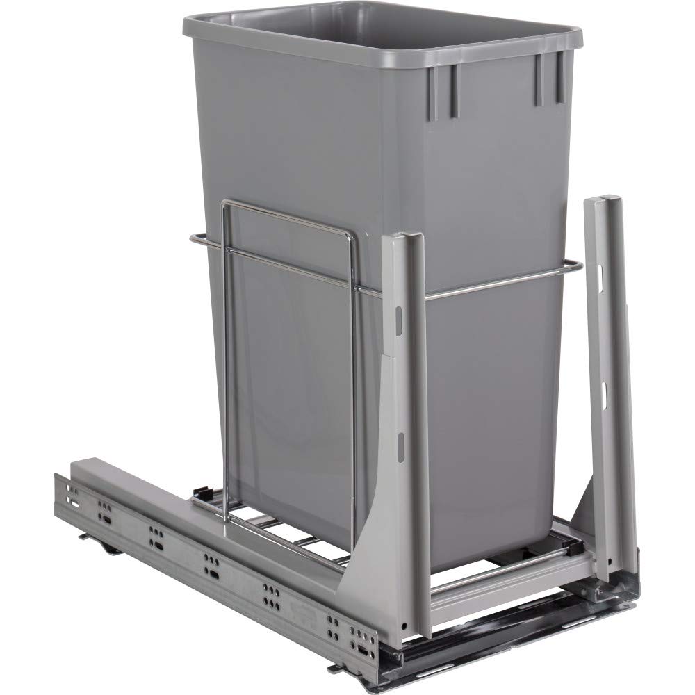 Hardware Resources WC-EMBM-S35G 35qt Wire Single Trashcan Pullout with Soft-close Slides