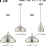 Livex Lighting 41171-66 Metal Shade - 6.25" One Light Mini Pendant, Brushed Aluminum Finish with Brushed Aluminum Metal/Shiny White Shade