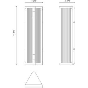 Alora WV339112PNCR SABRE 12" WV POLISHED NICKEL CLEAR RIBBED GLASS  6W LED 90 2700K DC LED