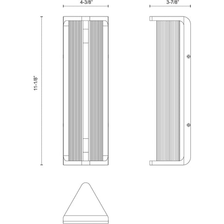 Alora WV339112PNCR SABRE 12" WV POLISHED NICKEL CLEAR RIBBED GLASS  6W LED 90 2700K DC LED