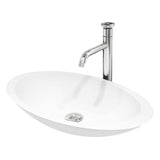 VIGO VGT2046 13.5" L -23.13" W -3.88" H Matte Stone Wisteria Composite Oval Vessel Bathroom Sink in White with Cass Faucet and Pop-Up Drain in Chrome