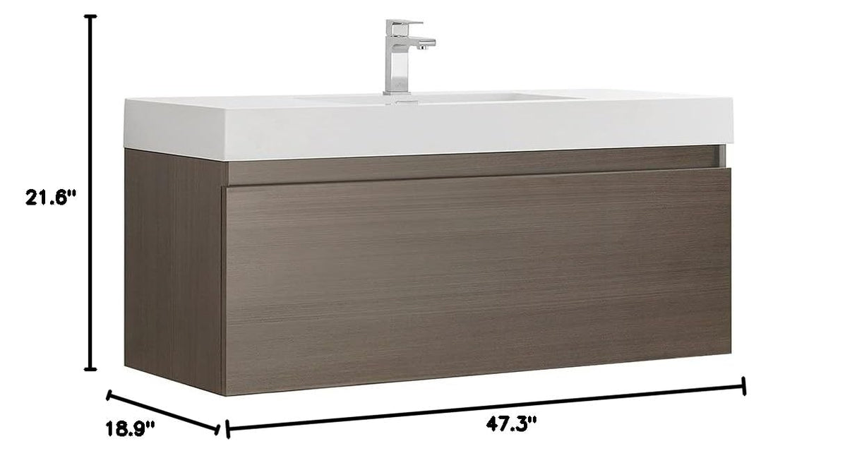 Fresca FCB8011GO-I Fresca Mezzo 48" Gray Oak Wall Hung Modern Bathroom Cabinet w/ Integrated Sink