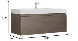 Fresca FCB8011GO-I Fresca Mezzo 48" Gray Oak Wall Hung Modern Bathroom Cabinet w/ Integrated Sink