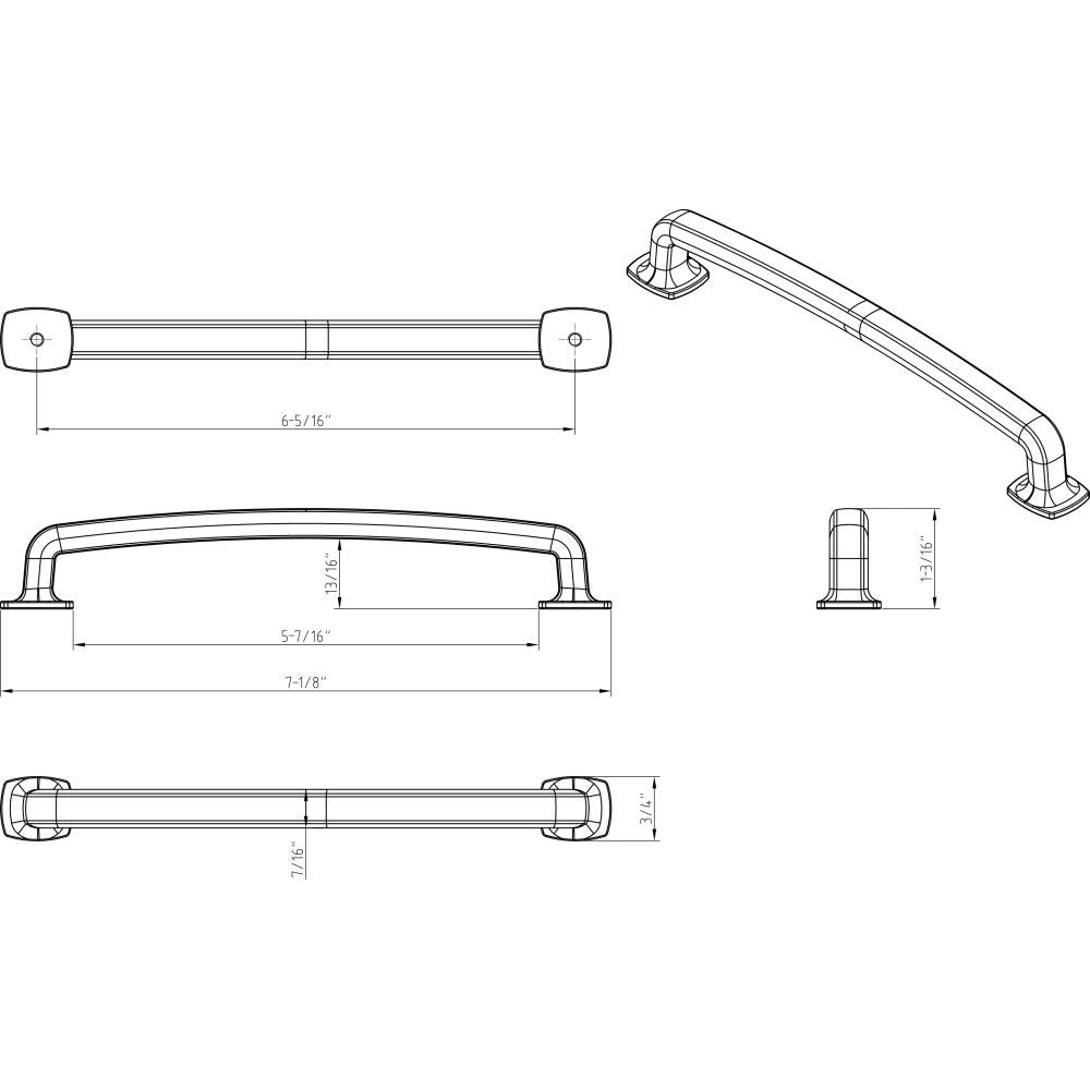 Jeffrey Alexander MO6373-160MB 160 mm Center-to-Center Matte Black Belcastel 1 Cabinet Pull