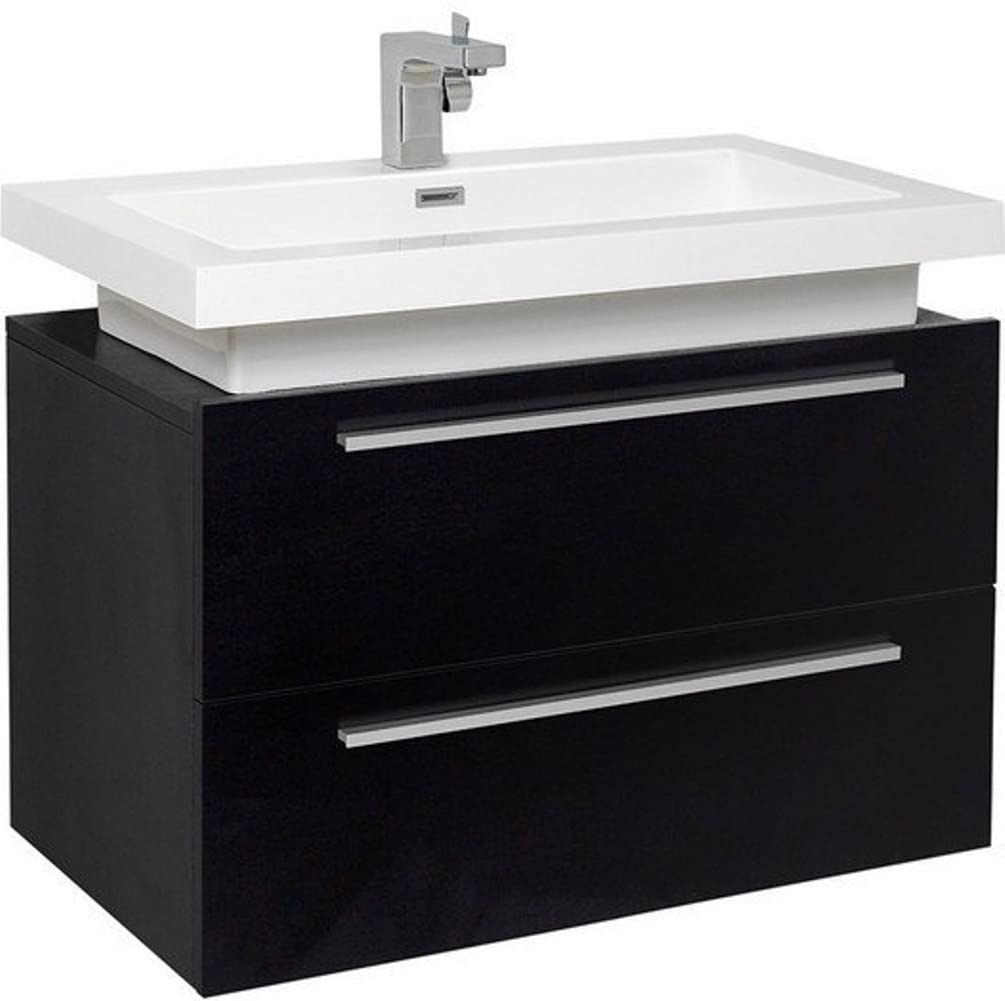 Fresca FCB8080BW-I Fresca Medio 32" Black Modern Bathroom Cabinet w/ Vessel Sink