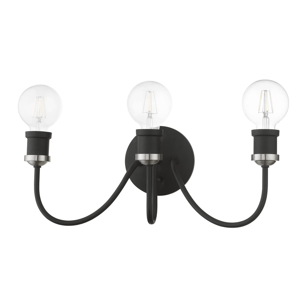 Livex Lighting 16573-04 Lansdale 3 Light Vanity Sconce, Black with Brushed Nickel Accent