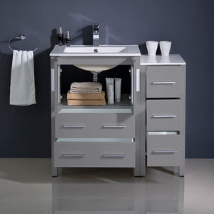 Fresca FCB62-2412WH-I Fresca Torino 36" White Modern Bathroom Cabinets w/ Integrated Sink