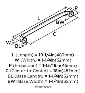 Amerock Appliance Pull Satin Nickel 18 inch (457 mm) Center to Center Kane 1 Pack Drawer Pull Drawer Handle Cabinet Hardware