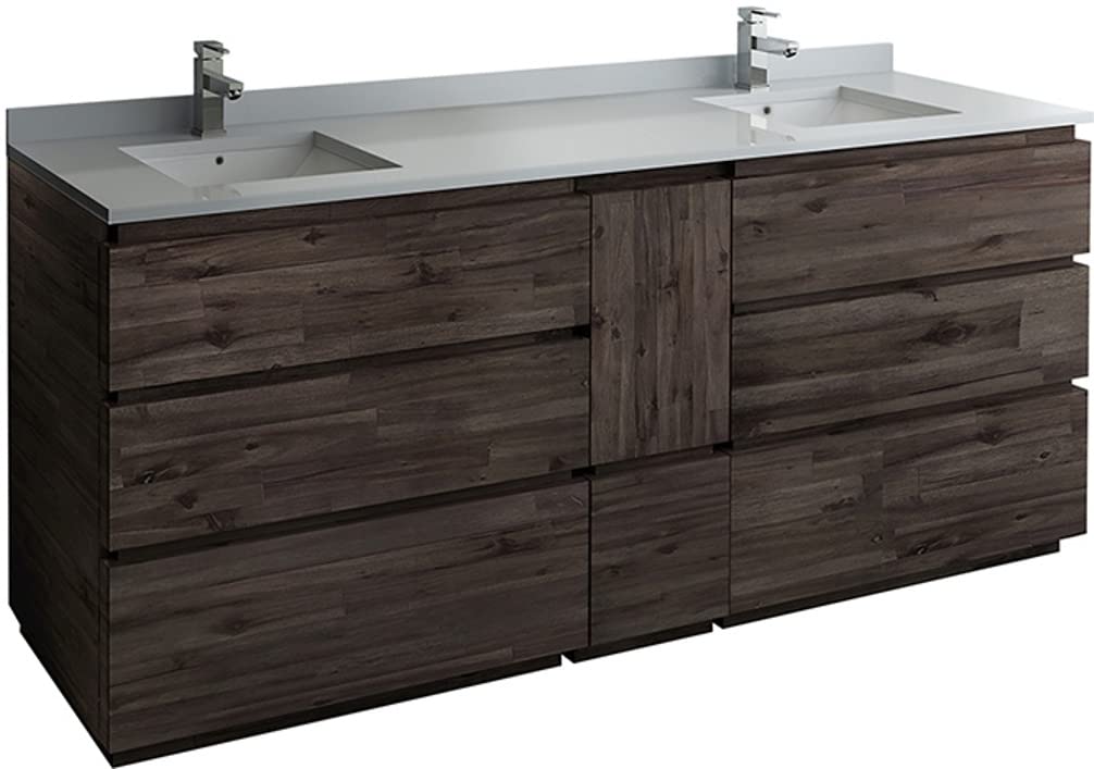 Fresca FCB31-361236ACA-FC-CWH-U Fresca Formosa 84" Floor Standing Double Sink Modern Bathroom Cabinet w/ Top & Sinks