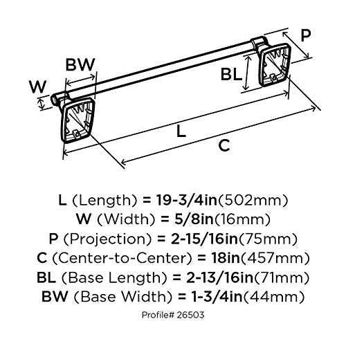 Amerock Corp BH26503PN Clarendon-Towel Bar, Polished Nickel