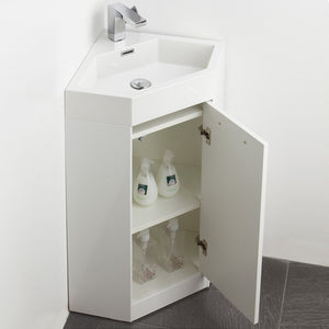 Fresca FVN5084WH Fresca Coda 18" White Modern Corner Bathroom Vanity