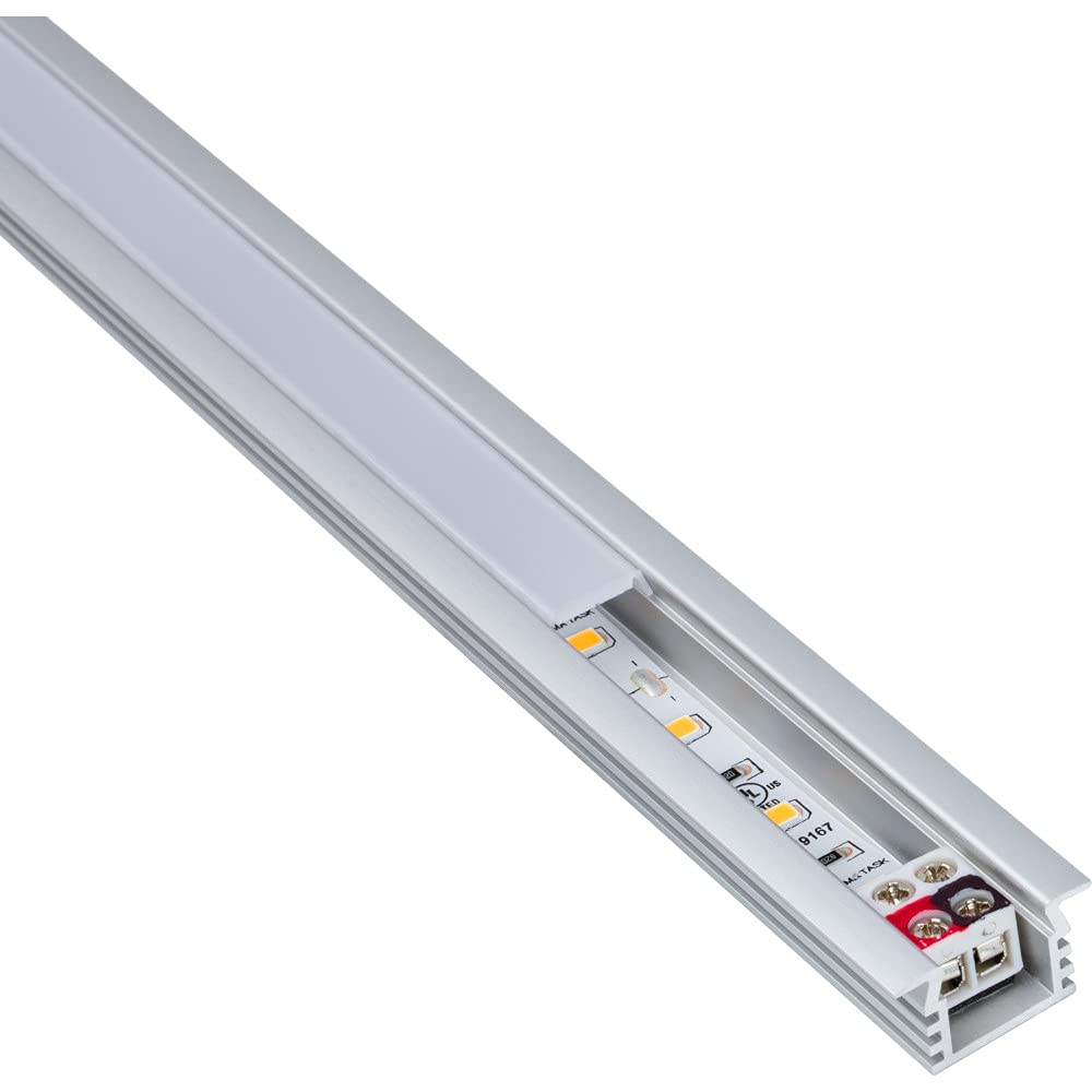 Task Lighting LR1PX12V09-02W3 6-5/8" 53 Lumens 12-volt Accent Output Linear Fixture, Fits 9" Wall Cabinet, 2 Watts, Recessed 002XL Profile, Single-white, Soft White 3000K