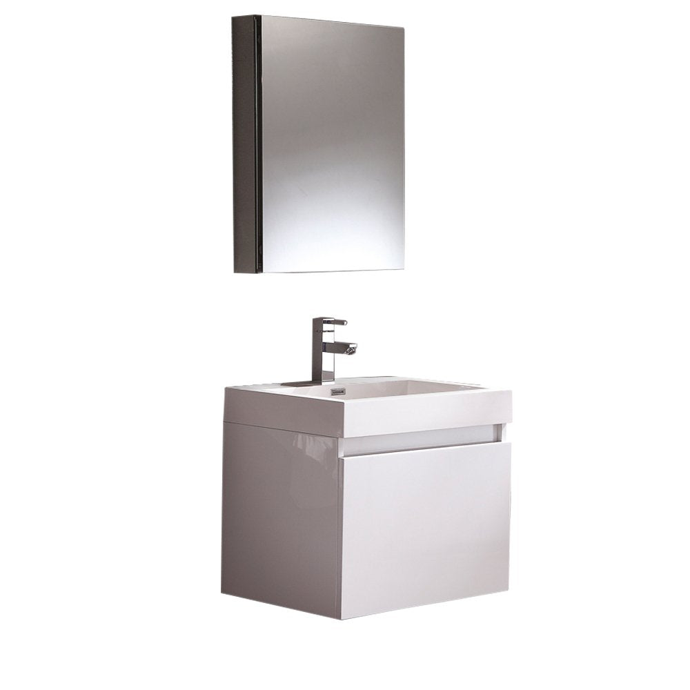 Fresca FVN8006WH Fresca Nano 24" White Modern Bathroom Vanity w/ Medicine Cabinet