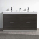 Fresca FCB8460WH-D-I Fresca Valencia 60" Glossy White Free Standing Double Sink Modern Bathroom Vanity