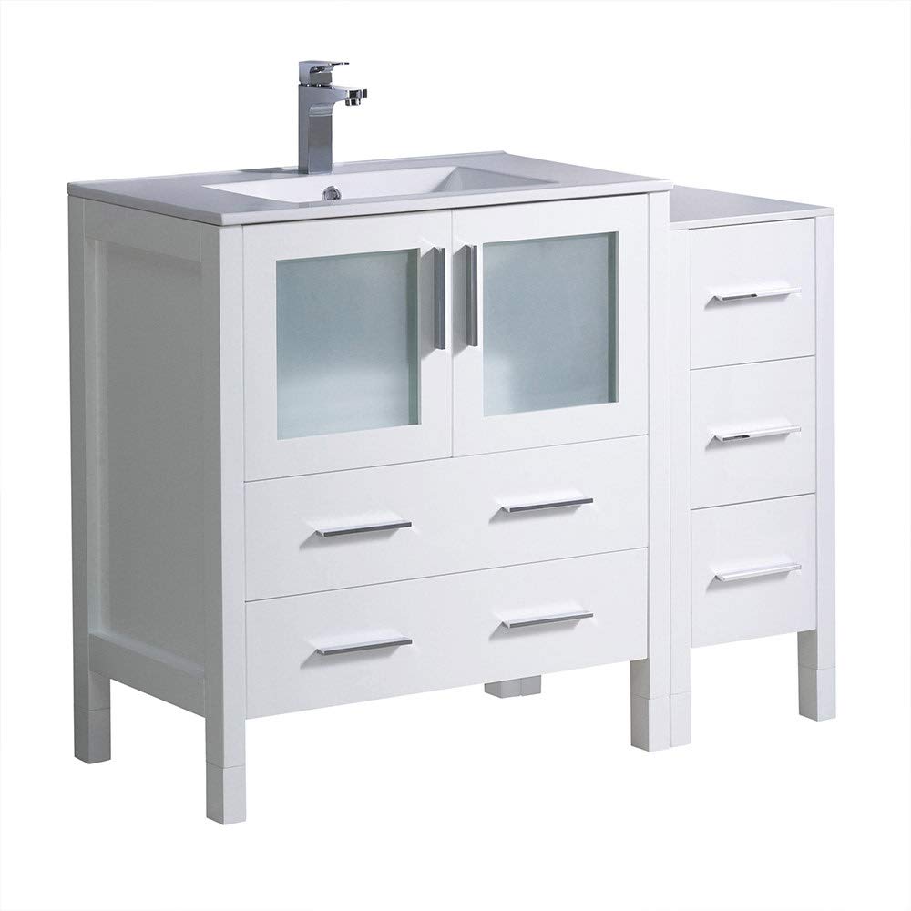 Fresca FCB62-3012WH-I Fresca Torino 42" White Modern Bathroom Cabinets w/ Tops & Integrated Sink