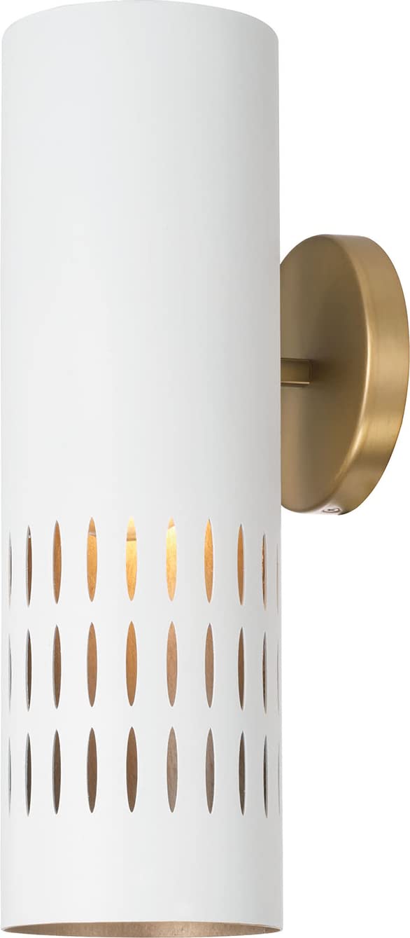 Capital Lighting 650211AW Dash 1 Light Sconce Aged Brass and White