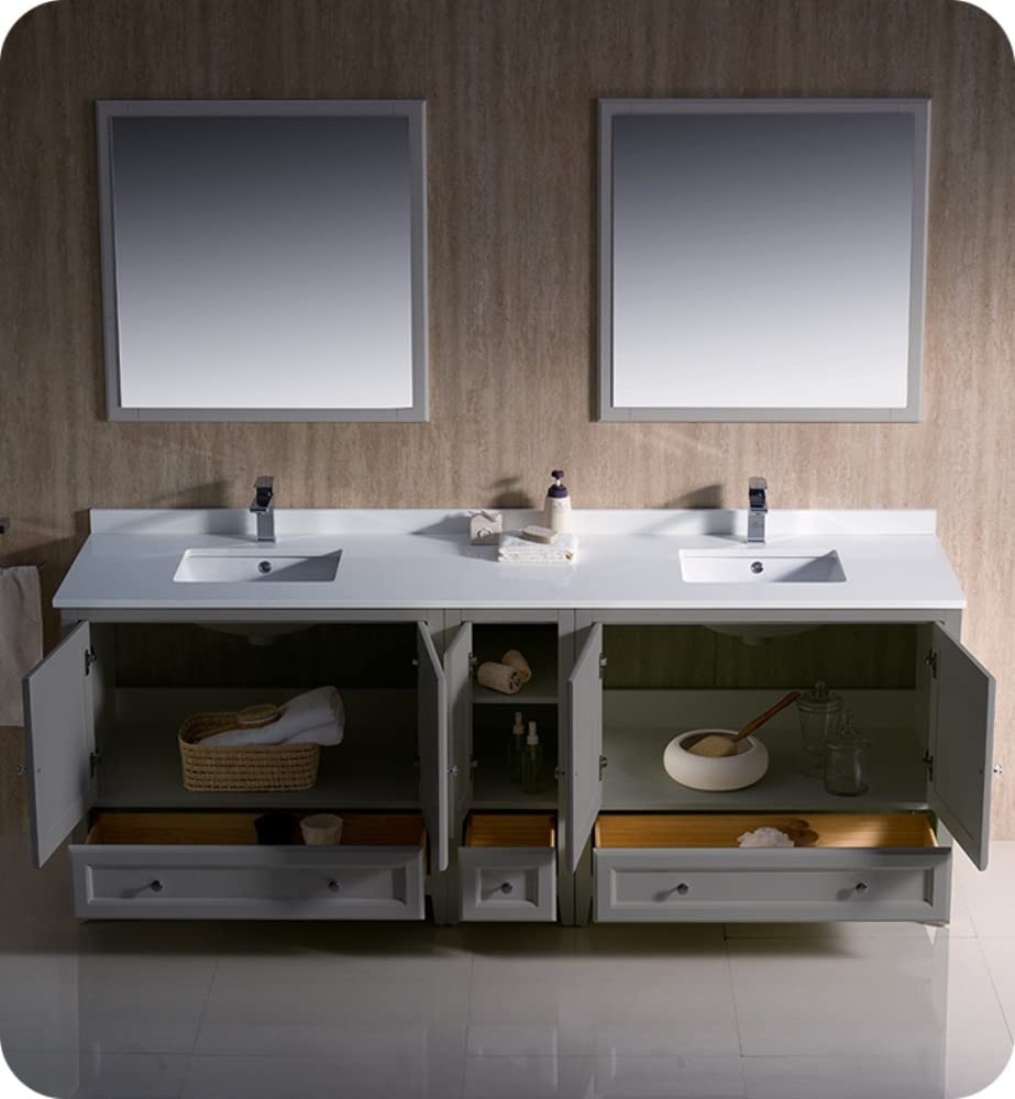 Fresca FVN20-361236GR Fresca Oxford 84" Gray Traditional Double Sink Bathroom Vanity