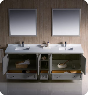 Fresca FVN20-361236GR Fresca Oxford 84" Gray Traditional Double Sink Bathroom Vanity
