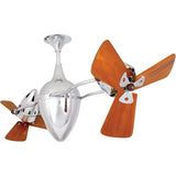 Matthews Fan AR-CR-WD Ar Ruthiane 360° dual headed rotational ceiling fan in polished chrome finish with solid sustainable mahogany wood blades.