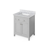 Jeffrey Alexander VKITCHA30BLSGR 30" Hale Blue Chatham Vanity, Steel Grey Cultured Marble Vanity Top, undermount rectangle bowl