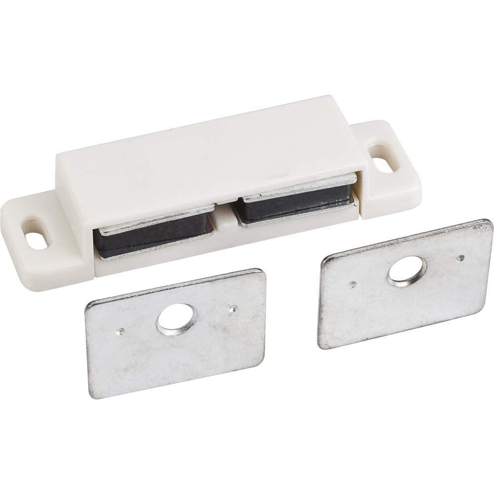 Hardware Resources 50621 15 lb. White Double Magnetic Catch with Zinc Strike and Screws