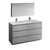 Fresca FVN93-3030GR-D Fresca Lazzaro 60" Gray Free Standing Double Sink Modern Bathroom Vanity w/ Medicine Cabinet