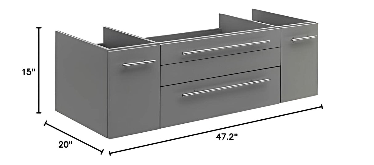 Fresca FCB6148GR-UNS Fresca Lucera 48" Gray Wall Hung Undermount Sink Modern Bathroom Cabinet