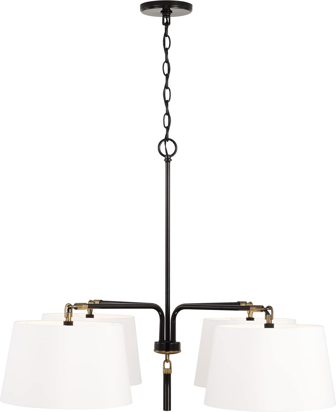 Capital Lighting 441941YA Beckham 4 Light Chandelier Glossy Black and Aged Brass