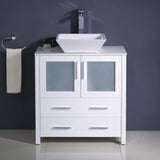 Fresca FCB6230GO-CWH-V Fresca Torino 30" Gray Oak Modern Bathroom Cabinet w/ Top & Vessel Sink