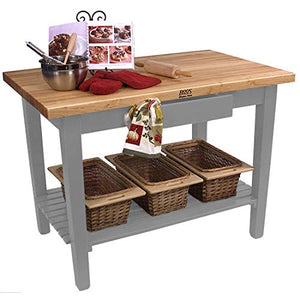 John Boos C3624-S-SG Cream Finish Slate Gray Base Maple Classic Country Work Table with Shelf, 36 x 24 1.75 inch - 1 each.