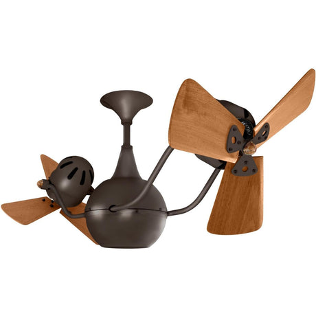 Matthews Fan VB-BZZT-WD Vent-Bettina 360° dual headed rotational ceiling fan in bronzette finish with solid sustainable mahogany wood blades.