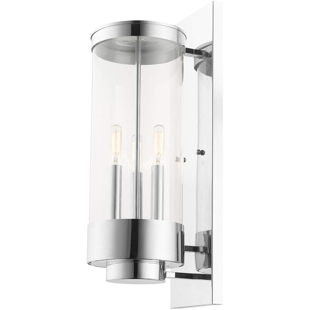 Livex Lighting 20724-05 Hillcrest - Three Light Outdoor Wall Lantern, Polished Chrome Finish with Clear Glass