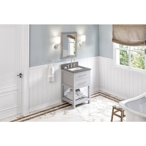 Jeffrey Alexander VKITWAV24GRBOR 24" Grey Wavecrest Vanity, Boulder Cultured Marble Vanity Top, undermount rectangle bowl