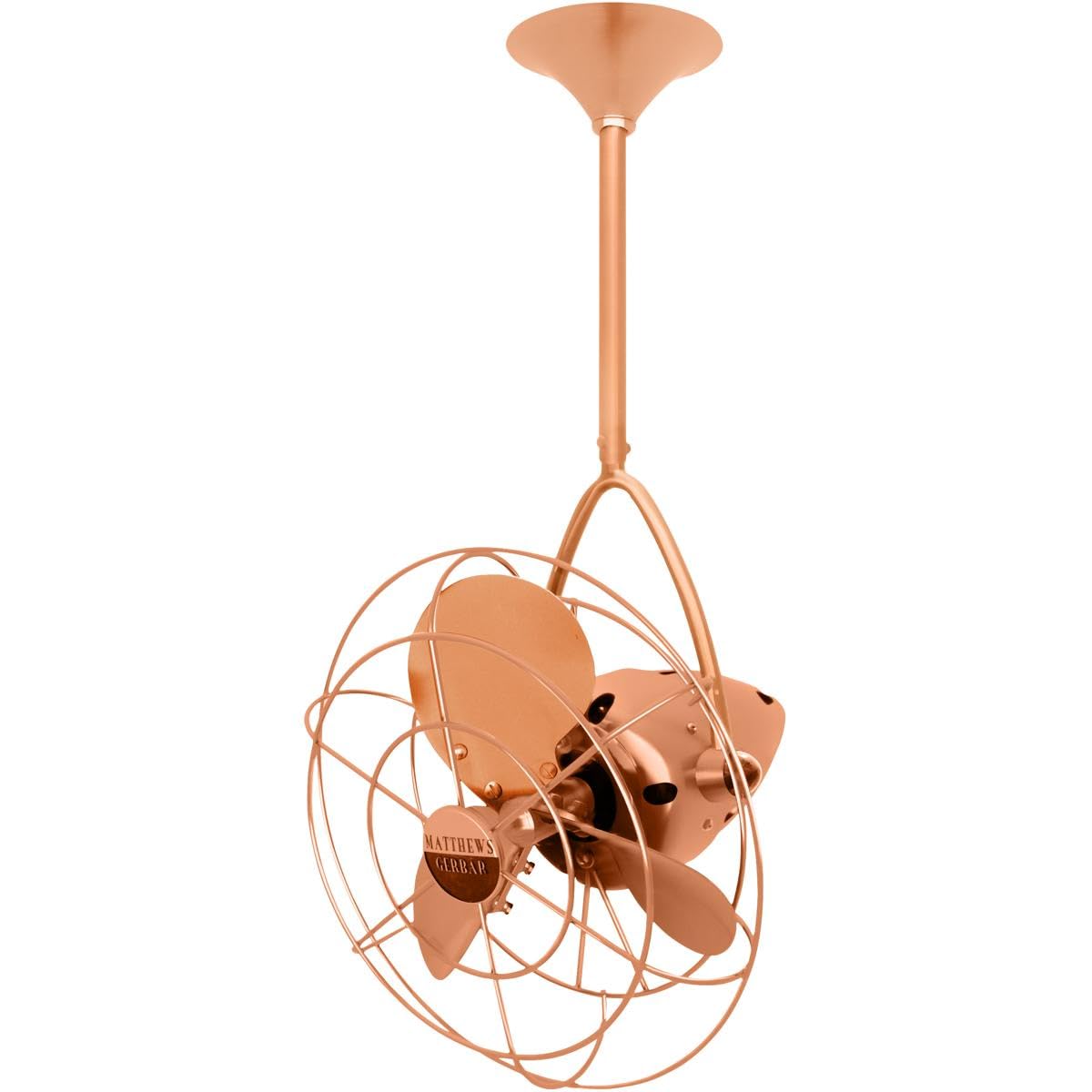 Matthews Fan JD-BRCP-MTL Jarold Direcional ceiling fan in Brushed Copper finish with metal blades.