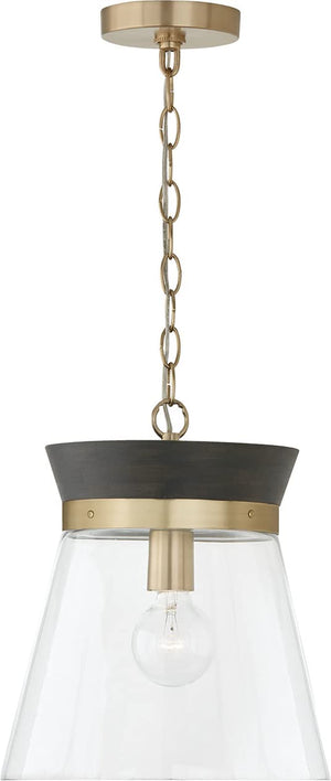 Capital Lighting 347311KR Finn 1 Light Pendant Black Stain and Matte Brass